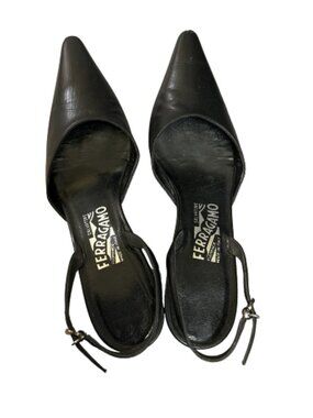 Ferragamo Black Kitten Heels - Size 7.5